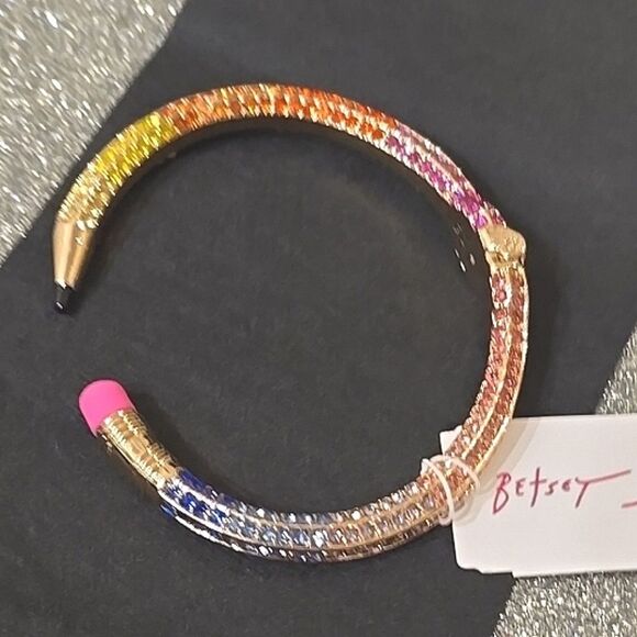 Betsey Johnson Pave Pencil Cuff Bracelet- Multi - Picture 6 of 8